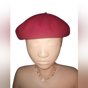 Elegant Red Wool Beret